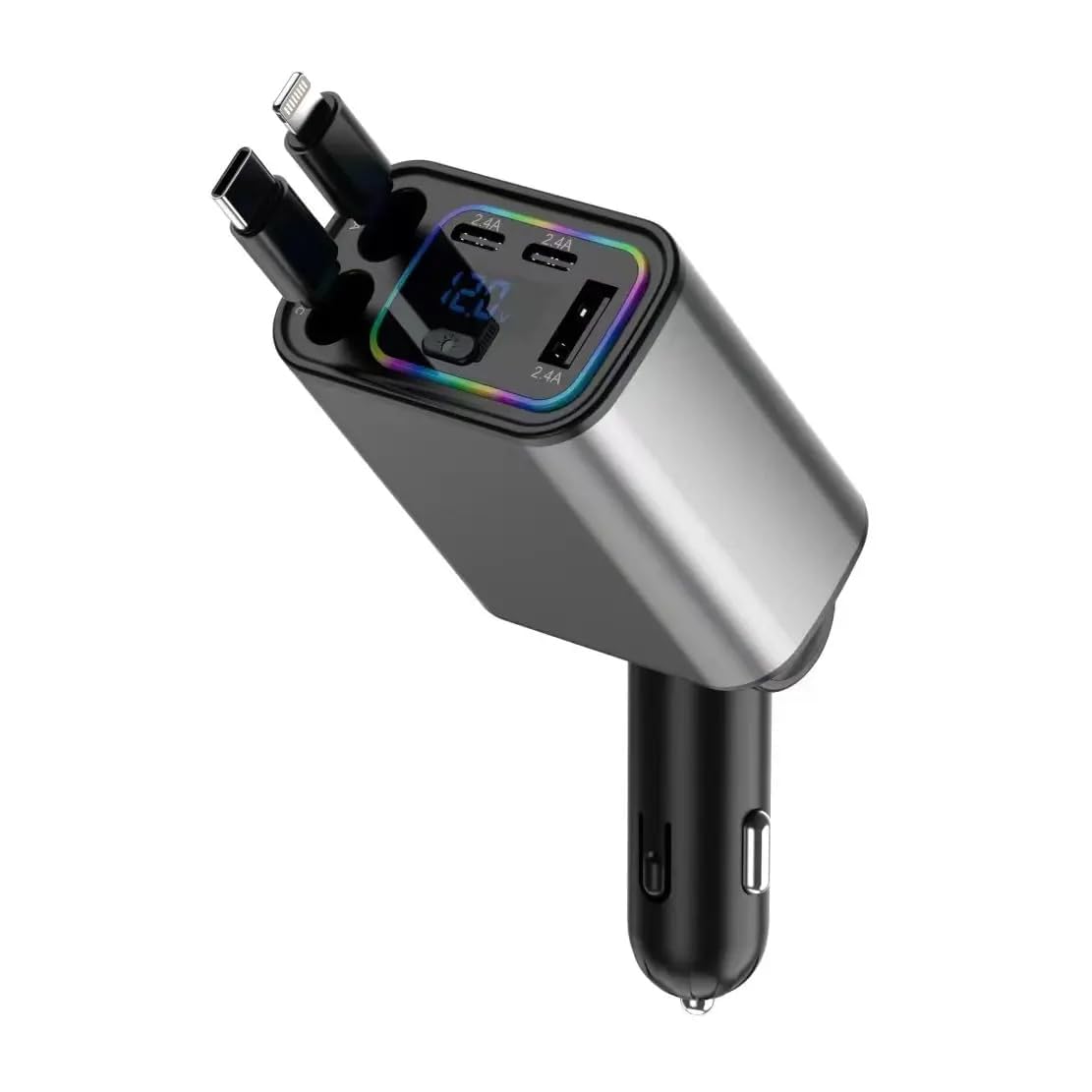 Retractable Car Charger, 120W 5 in 1 Super Fast Charge Car Phone Charger